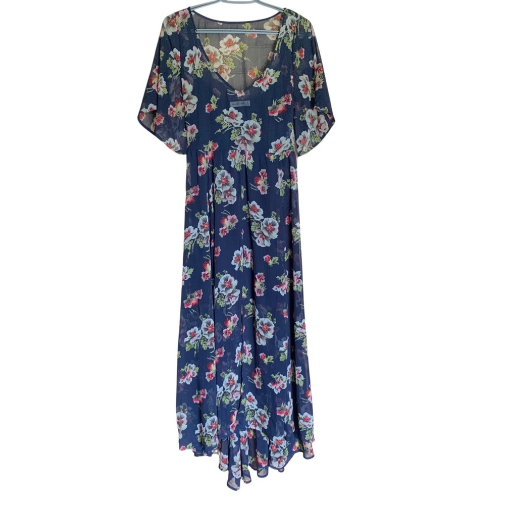 Abercrombie & Fitch Sheer Blue Maxi Dress Size Medium